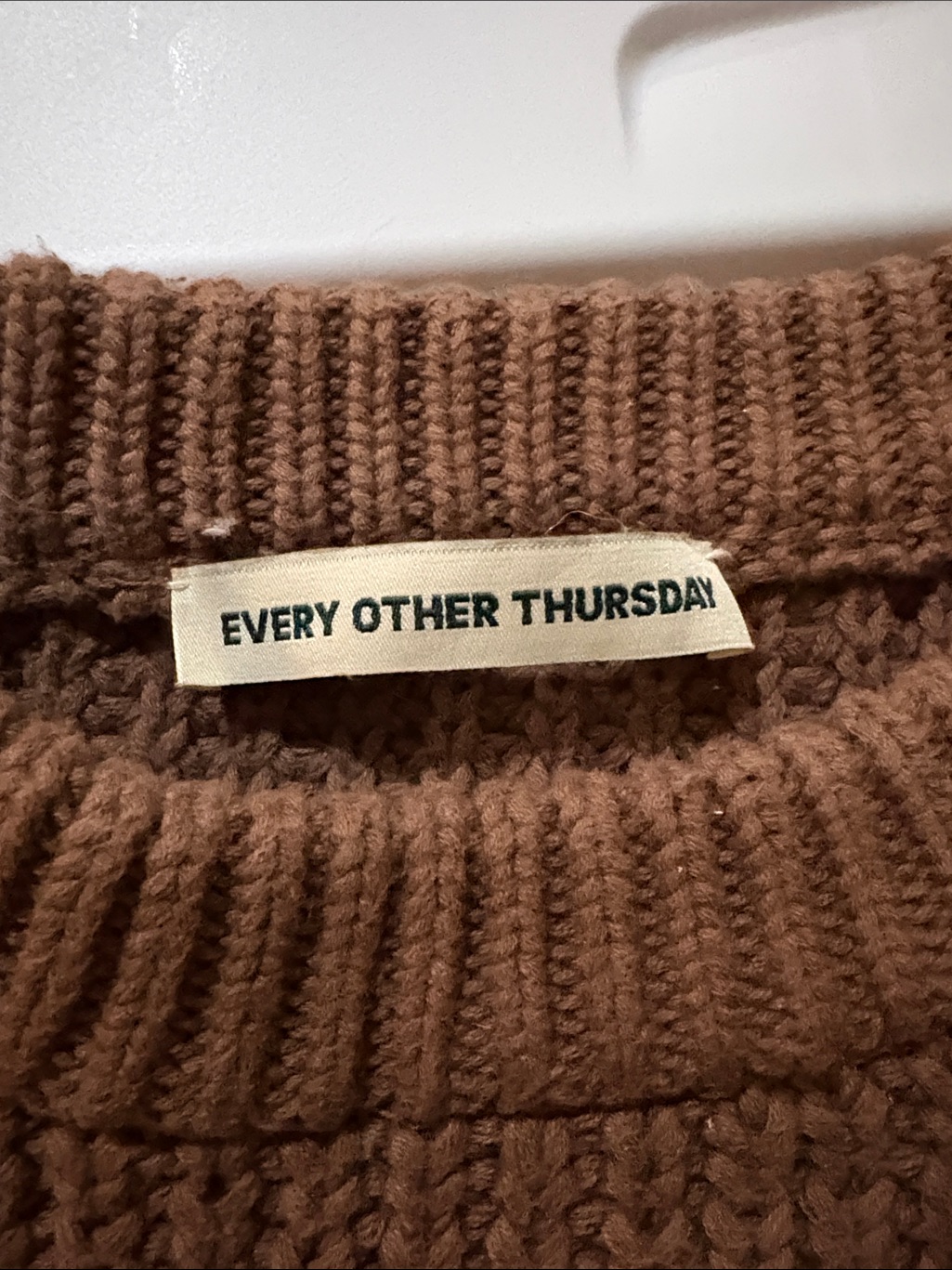 Every Other Thursday Brown Waffle-Knit Crewneck Sweater — image 4 of 4